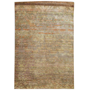 Transitional Silk Beige Handknotted Rug