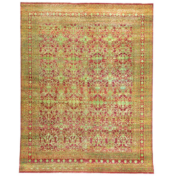 Transitional Silk & Wool Red Handknotted Rug