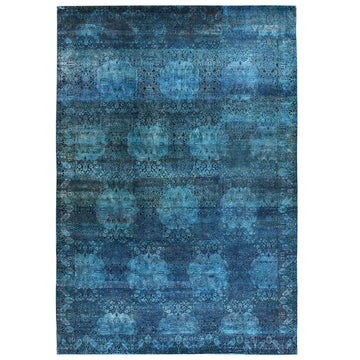 Transitional Silk & Wool Blue Handknotted Rug