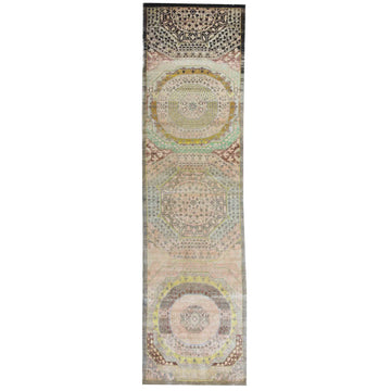 Transitional Silk Beige Handknotted Rug