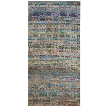 Modern Silk Blue Handknotted Rug