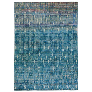 Transitional Silk Blue Handknotted Rug