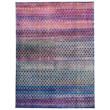 Transitional Silk & Wool Blue Handknotted Rug