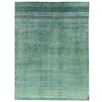 Transitional Silk Greeen Handknotted Rug