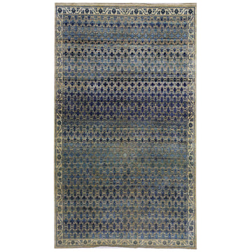 Transitional Silk Navy Handknotted Rug