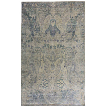 Transitional Wool & Silk Gray Handknotted Rug