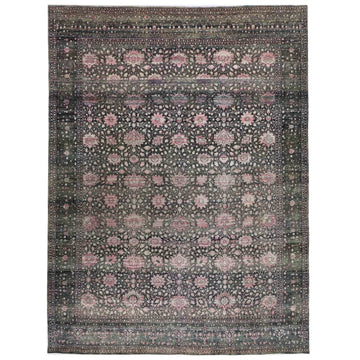 Transitional Silk Gray Handknotted Rug