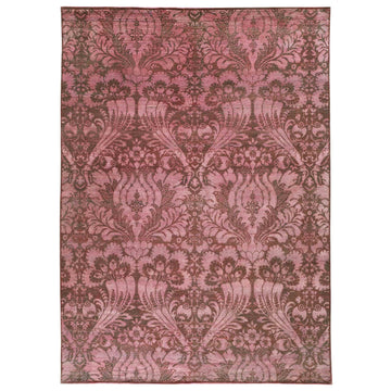Transitional Silk & Wool Pink Handknotted Rug