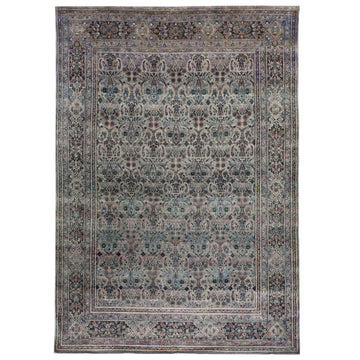 Transitional Silk & Wool Grey Handknotted Rug