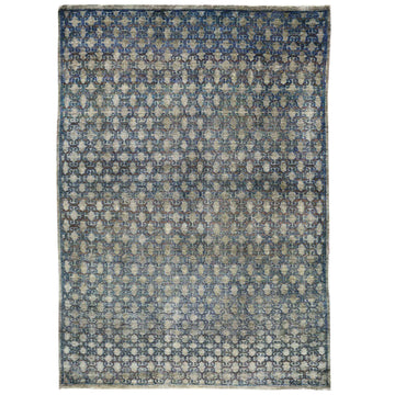 Transitional Silk Blue Handknotted Rug