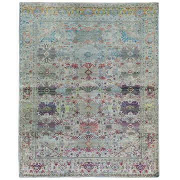 Transitional Silk Grey Handknotted Rug