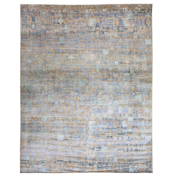 Transitional Silk Grey Handknotted Rug