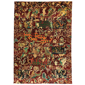 Transitional Silk & Wool Brown Handknotted Rug