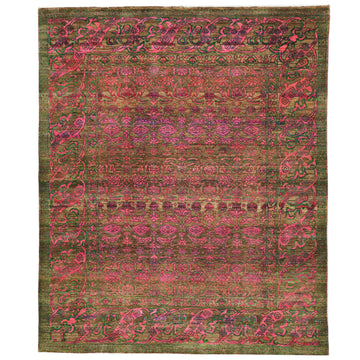 Transitional Silk & Wool Pink Handknotted Rug
