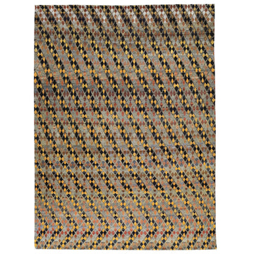 Transitional Wool Grey Handknotted Rug