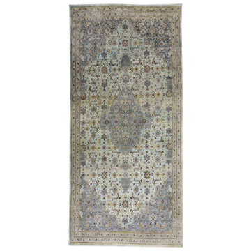 Transtional Silk & Wool Grey Handknotted Rug