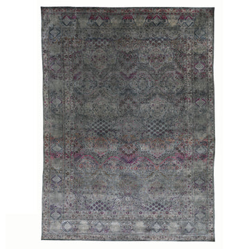 Traditional Silk Grey Handknotted Rug