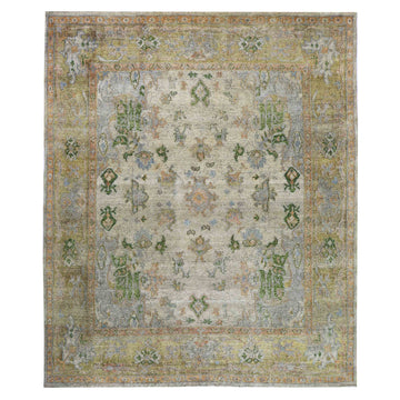 Transitional Silk Beige Handknotted Rug