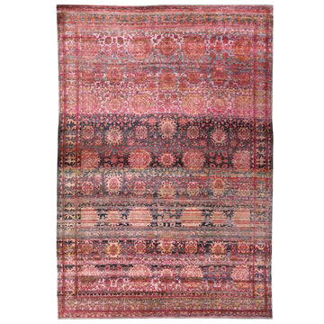 Transitional Silk Red Handknotted Rug