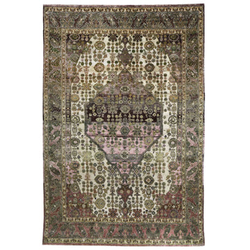 Transitional Silk Beige Handknotted Rug