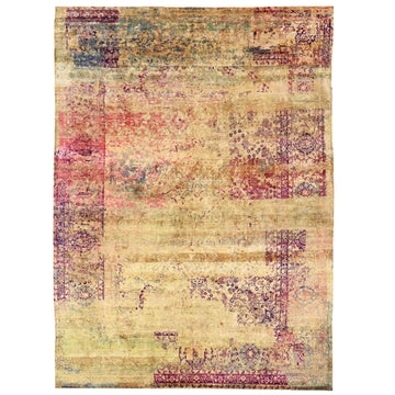 Transitional Silk Beige Handknotted Rug