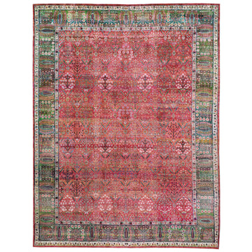 Transitional Silk Pink Handknotted Rug
