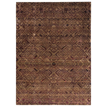 Transitional Wool Brown Handknotted Rug