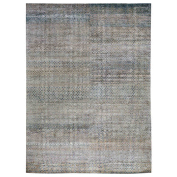 Transitional Silk Grey Handknotted Rug
