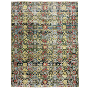 Transtional Silk & Wool Grey Handknotted Rug