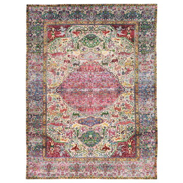 Transitional Silk Beige Handknotted Rug