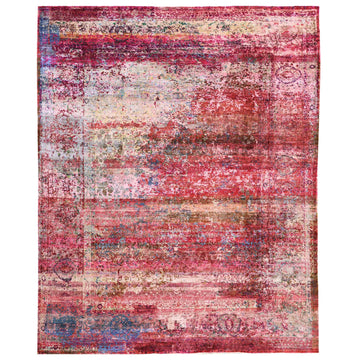 Transitional Silk Red Hand knotted Rug