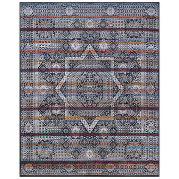 Transitional Wool & Silk Black Handknotted Rug