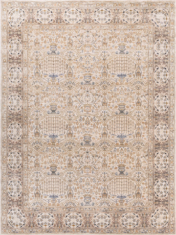 Traditional Wool Beige Handknotted Rug