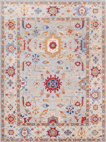 Traditional Wool Grey Handknotted Rug