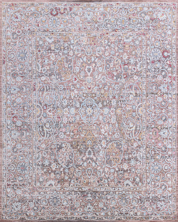 Traditional Wool & Silk Beige Handknotted Rug