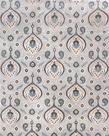 Modern Wool & Silk Blue Handknotted Rug
