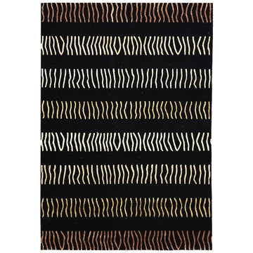Modern Wool Black Handknotted Rug