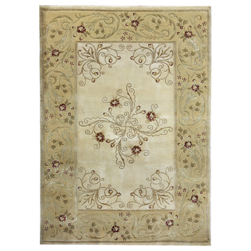 Transitional Wool Beige Handknotted Rug