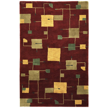 Modern Wool Red Handknotted Rug