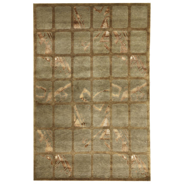 Modern Wool Green Handknotted Rug