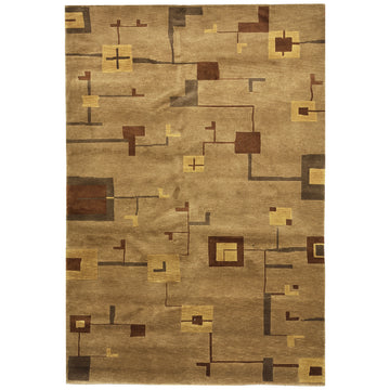 Modern Wool Beige Handknotted Rug