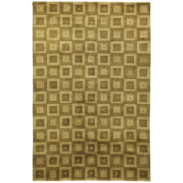 Modern Wool Beige Handknotted Rug