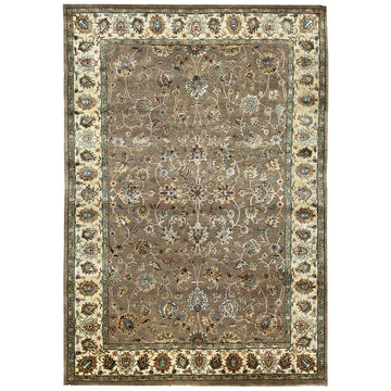 Transitional Wool & Silk Grey Handknotted Rug