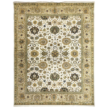 Transitional Wool Beige Handknotted Rug