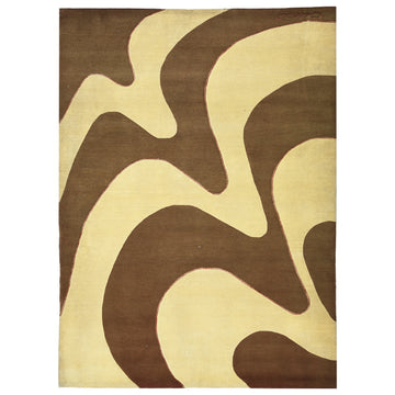 Modern Wool Brown Handknotted Rug