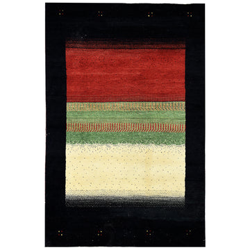 Modern Wool Black Handknotted Rug
