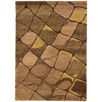 Modern Wool Brown Handknotted Rug