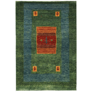Modern Wool Green Handknotted Rug