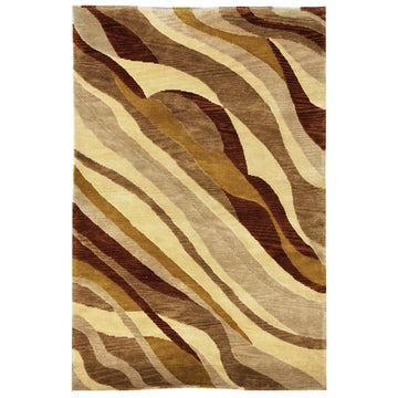 Modern Wool Brown Handknotted Rug