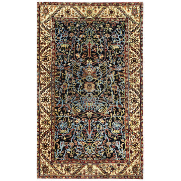 Traditional Wool Black Handknotted Rug